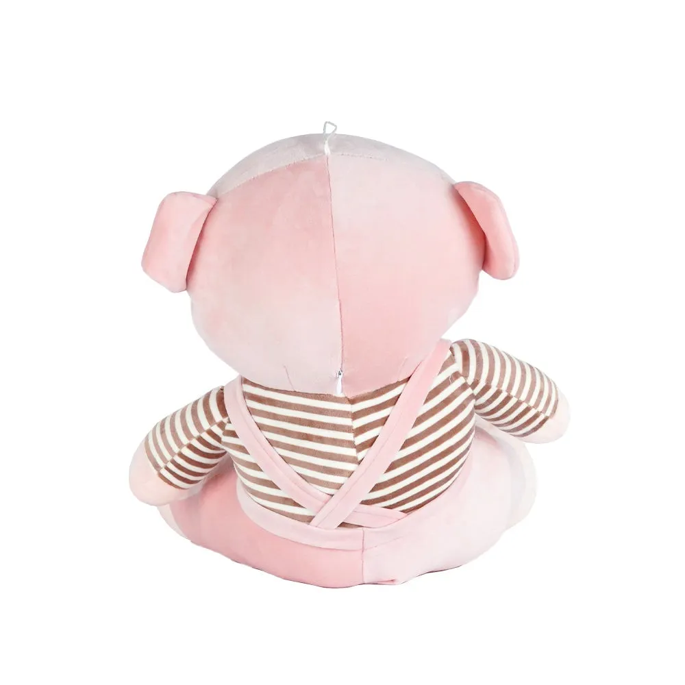 Pink Teddy In Bow Mushy Soft Toy