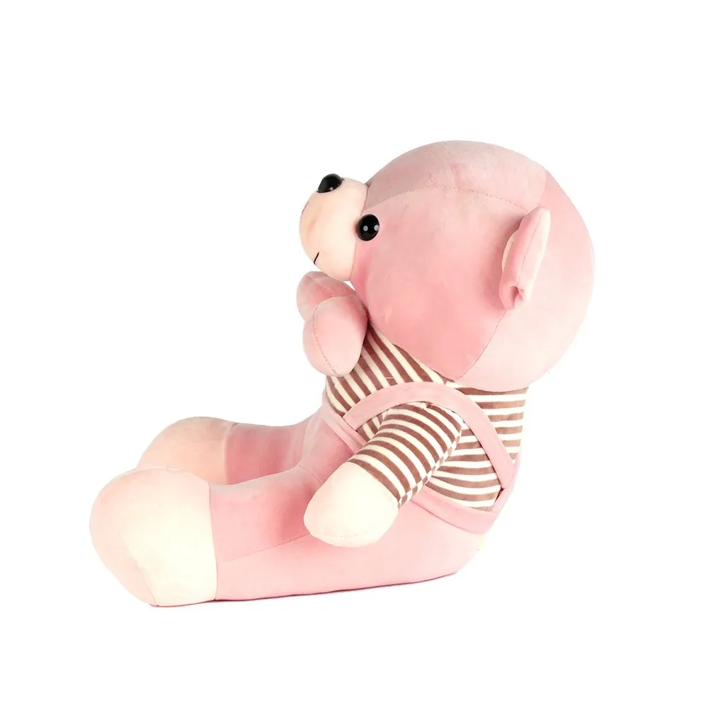Pink Teddy In Bow Mushy Soft Toy