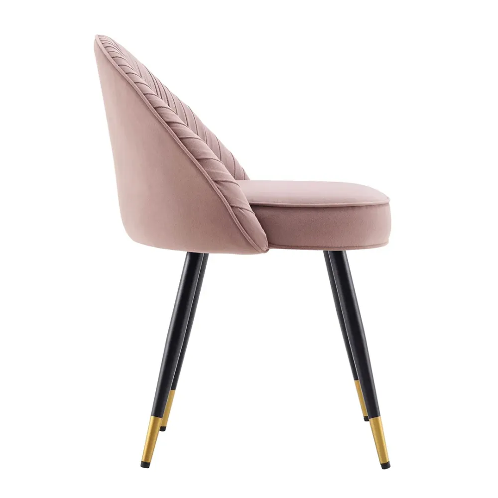 Pink Velvet Accent Chair with Upholstery Single