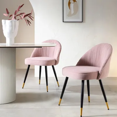 Pink Velvet Accent Chair with Upholstery