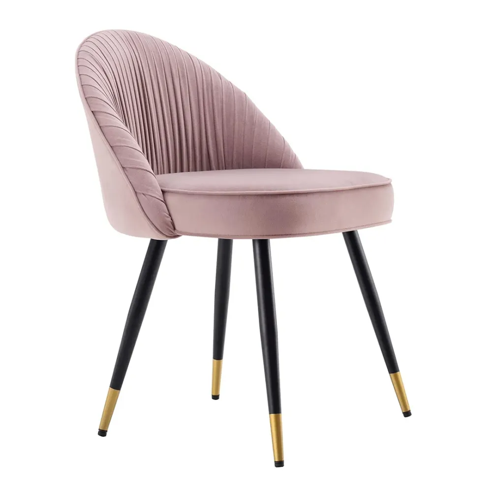Pink Velvet Accent Chair with Upholstery Single