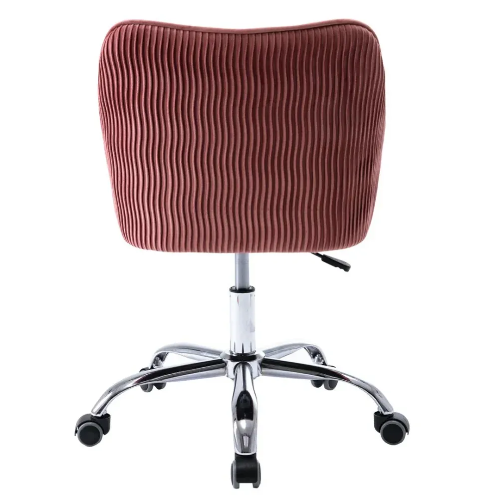 Pink Velvet Ergonomic Swivel Chair Single