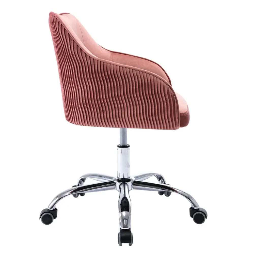 Pink Velvet Ergonomic Swivel Chair Single