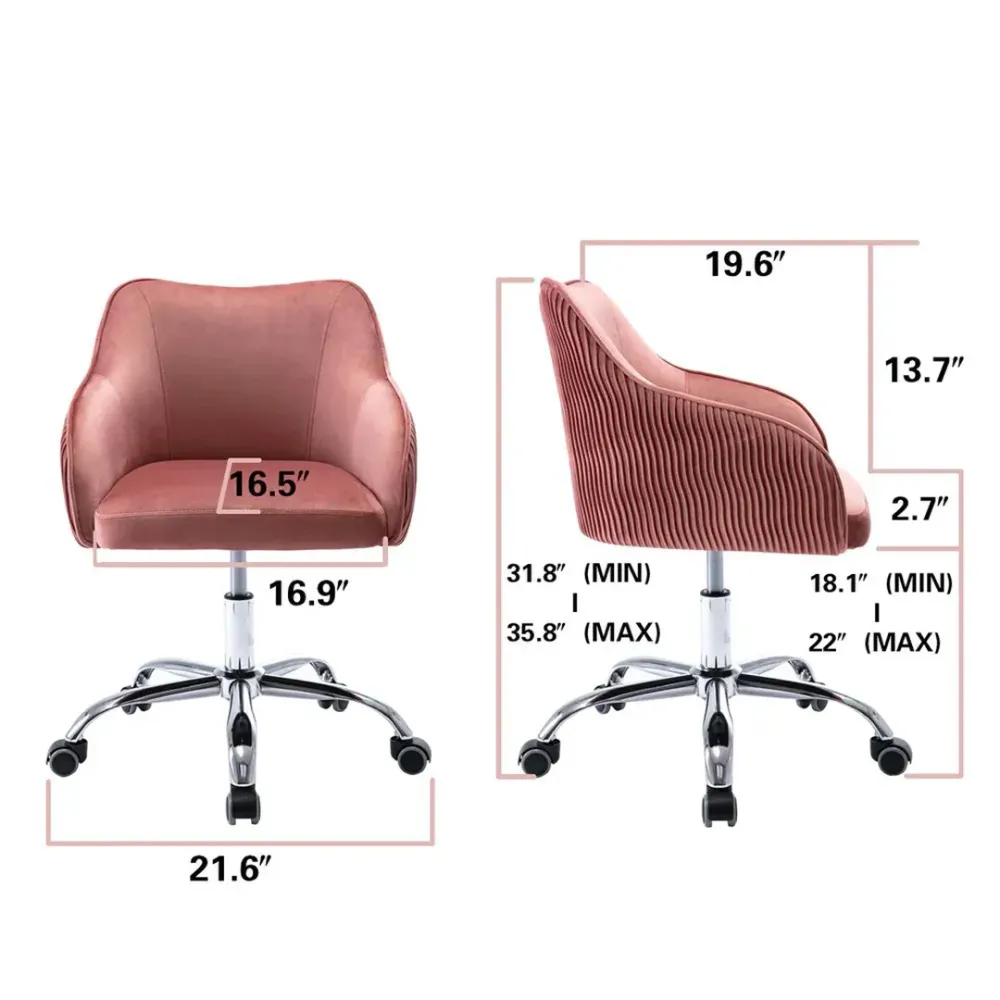 Pink Velvet Ergonomic Swivel Chair Single