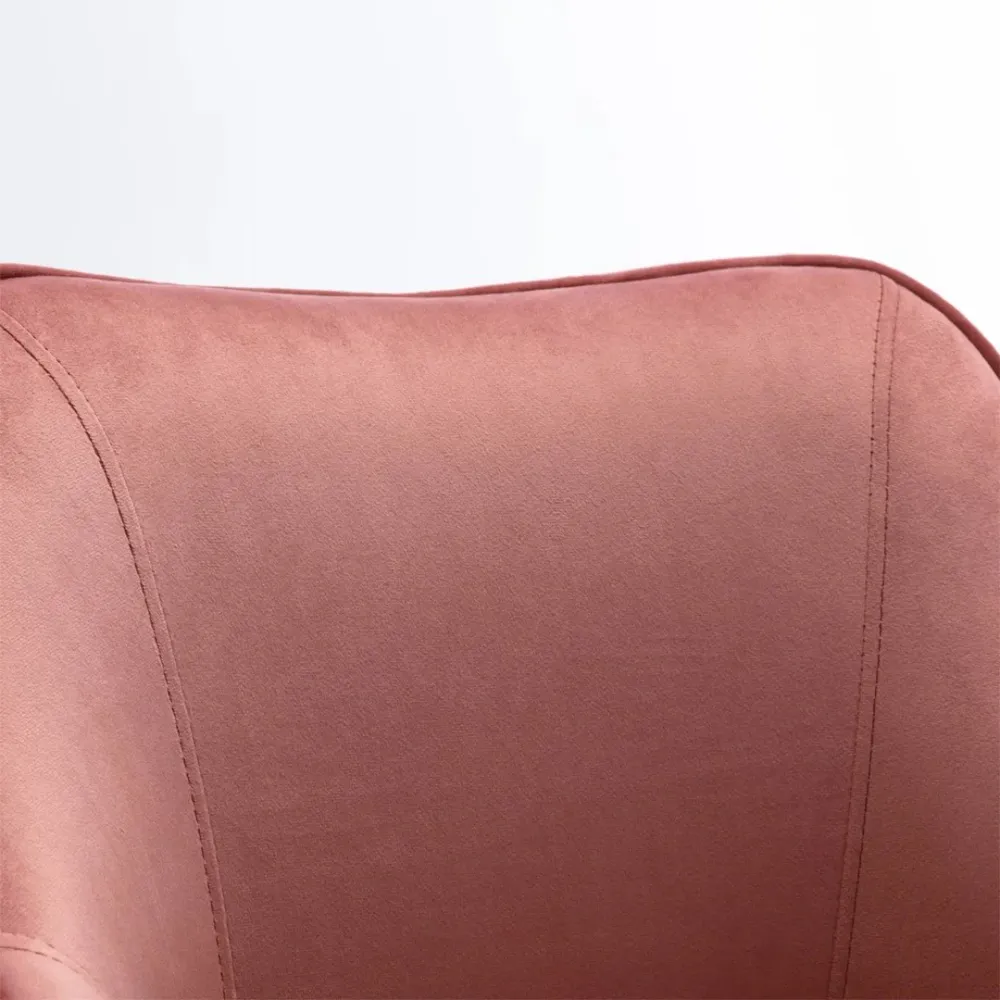 Pink Velvet Ergonomic Swivel Chair Single