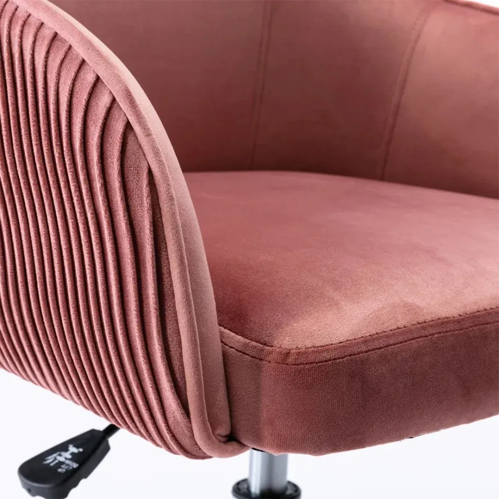 Pink Velvet Ergonomic Swivel Chair Single