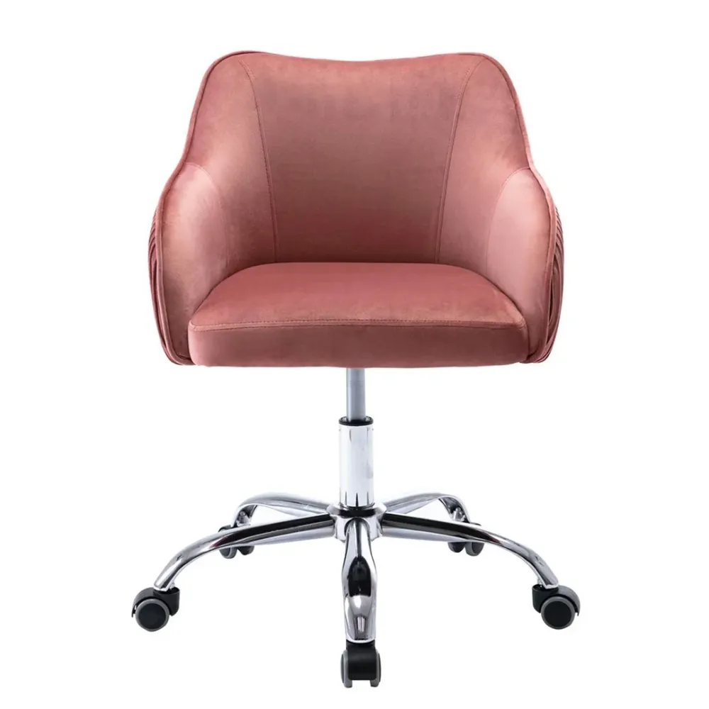 Pink Velvet Ergonomic Swivel Chair Single