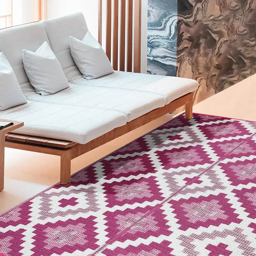 Pink & White Aztec Pattern Big Floor Mat