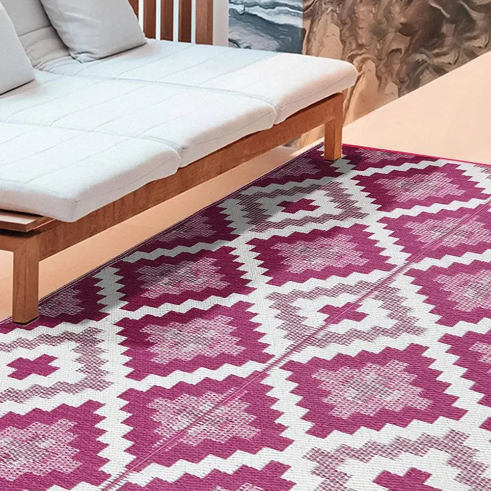 Pink & White Aztec Pattern Big Floor Mat