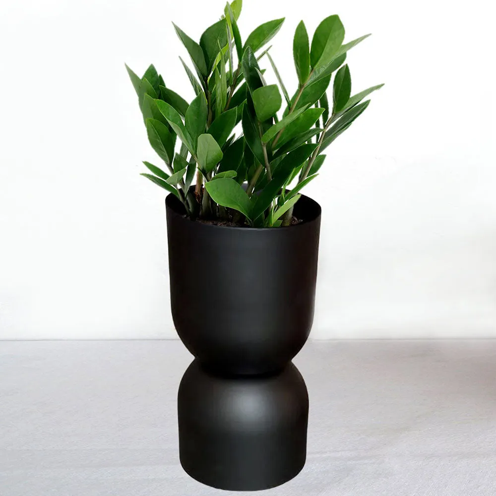 Pitch Black Matte Finish Metal Plant Pot
