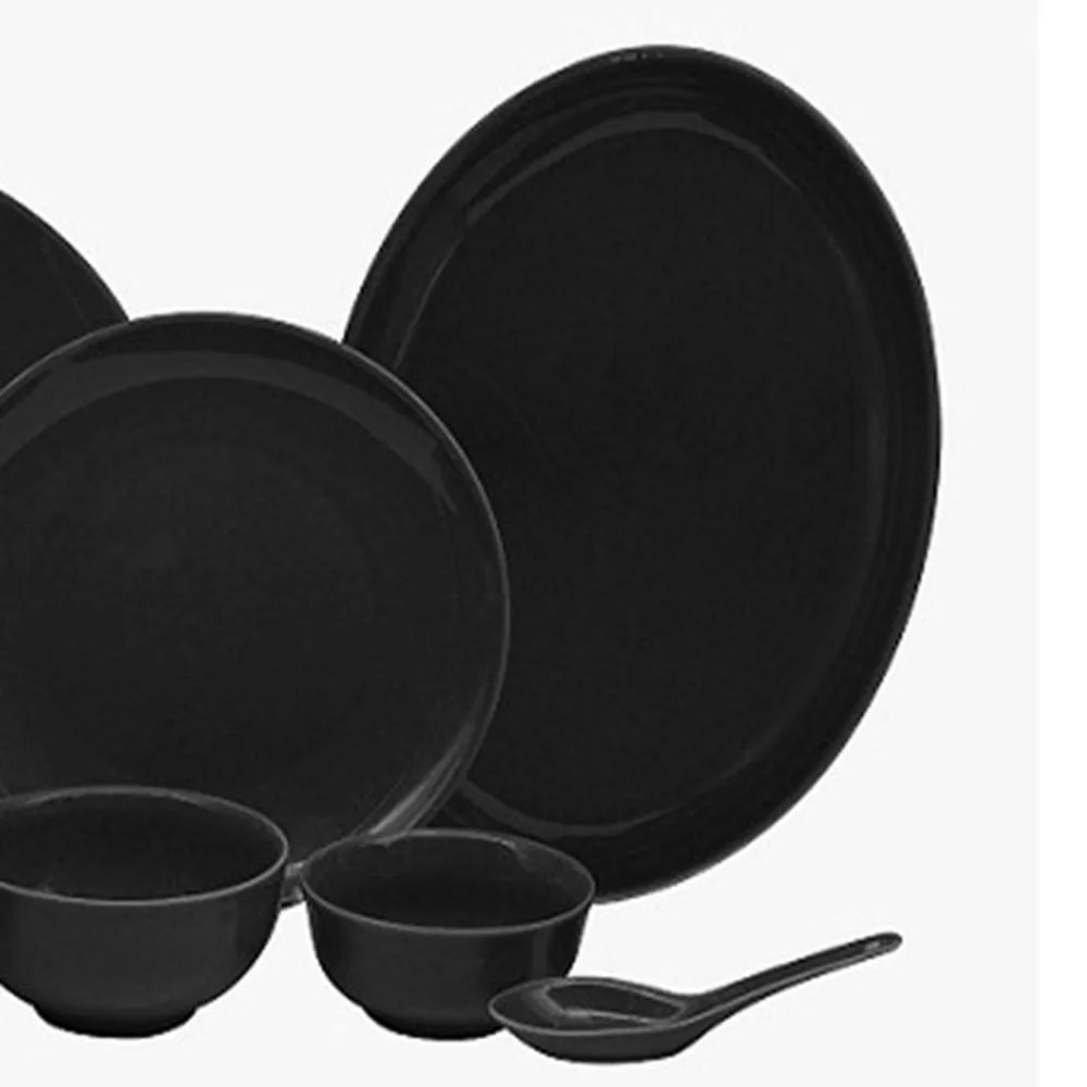 Pitch Black Porcelain Dinner Set Of 33