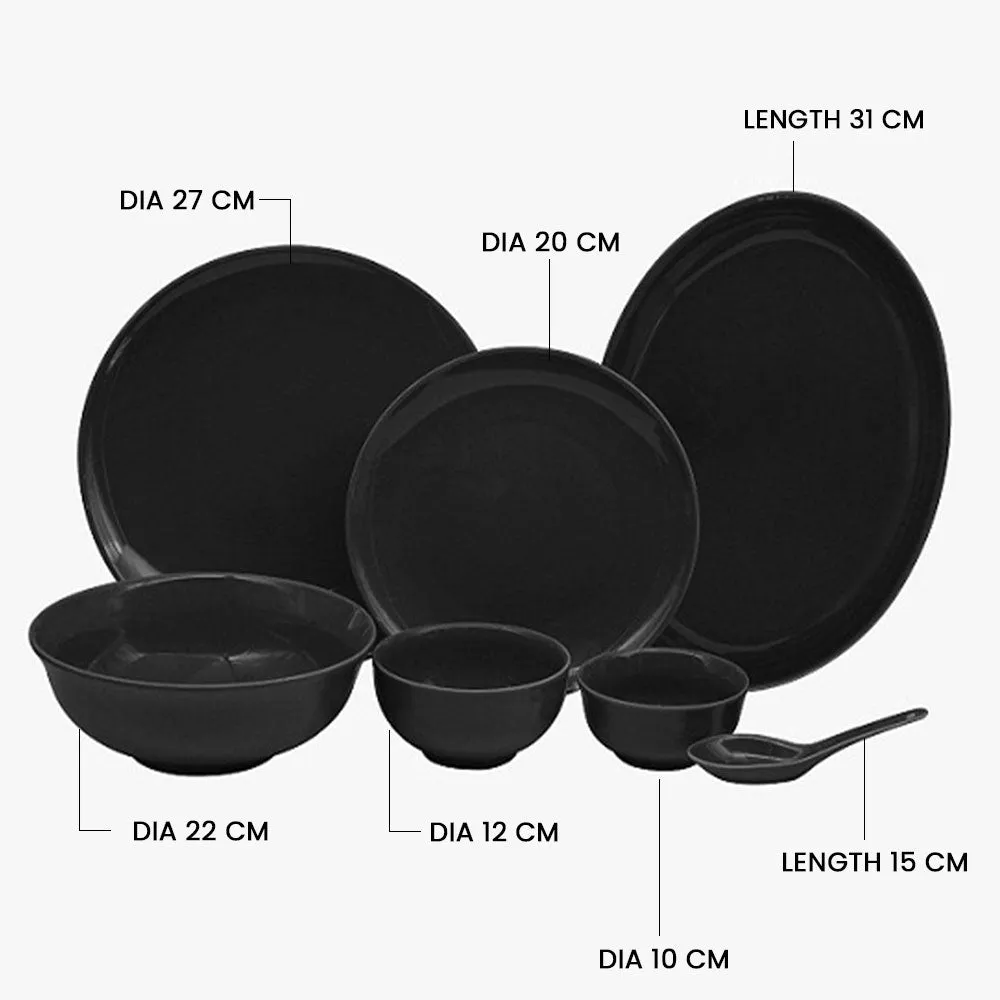 Pitch Black Porcelain Dinner Set Of 33