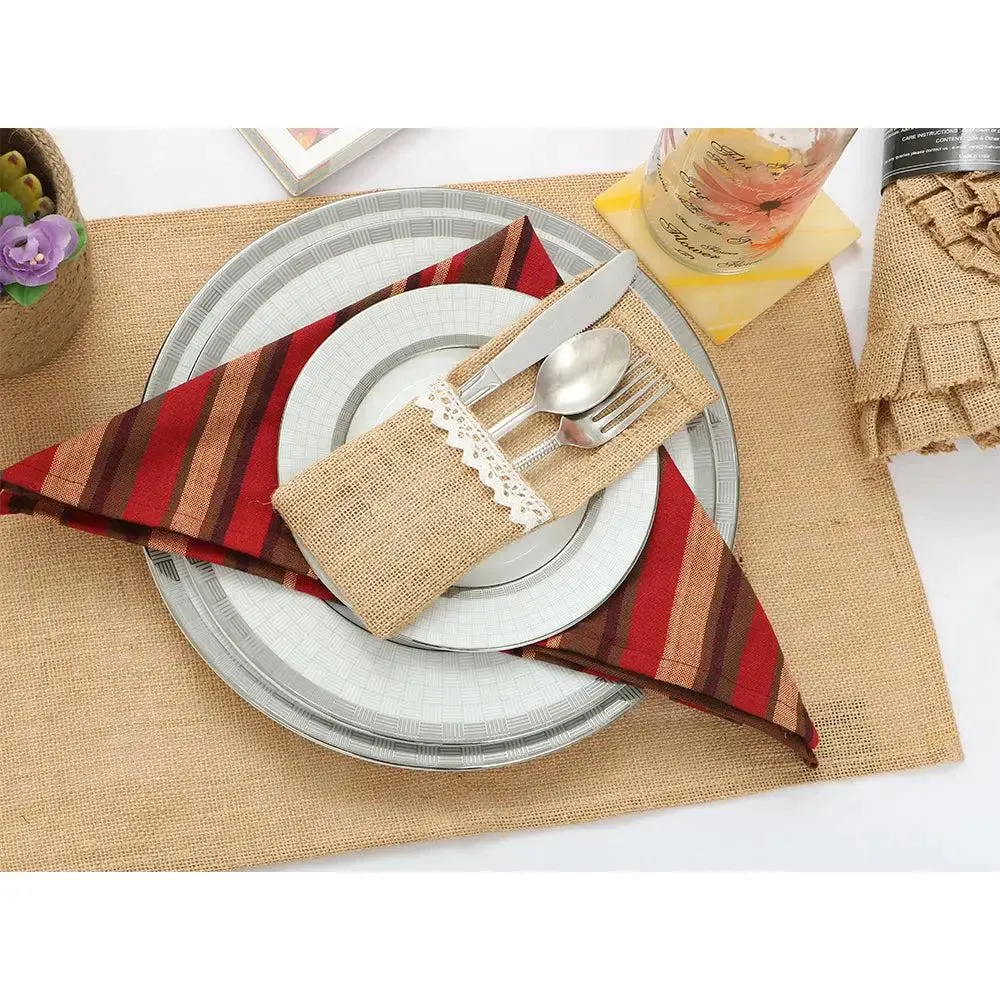 Plain Beige Rectangle Jute Placement Set Of 4