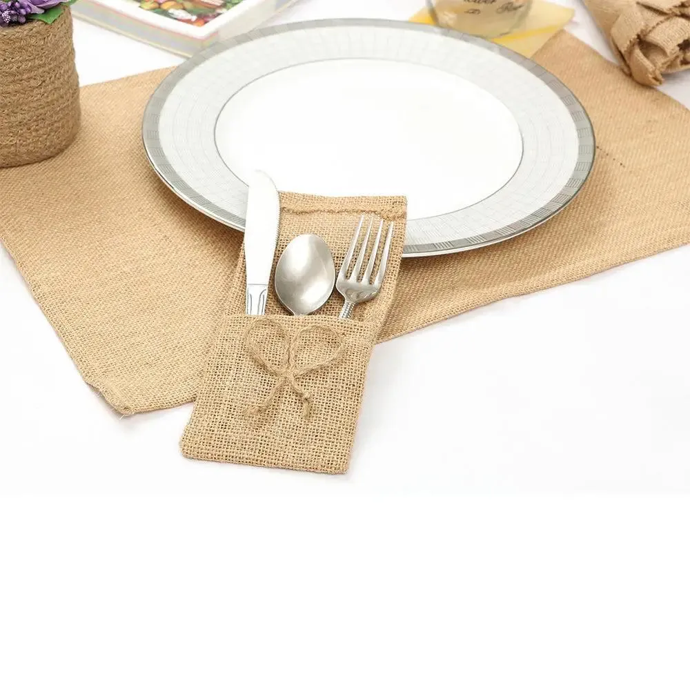 Plain Beige Rectangle Jute Placement Set Of 4