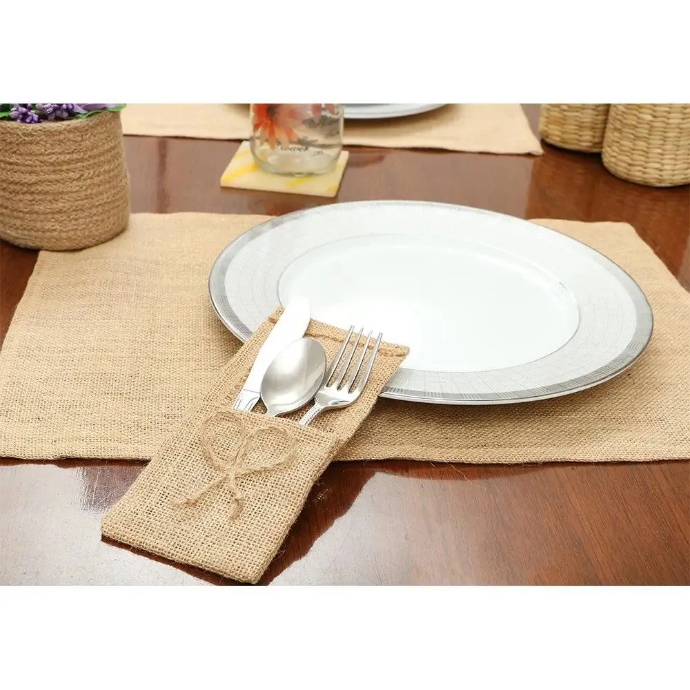 Plain Beige Rectangle Jute Placement Set Of 4