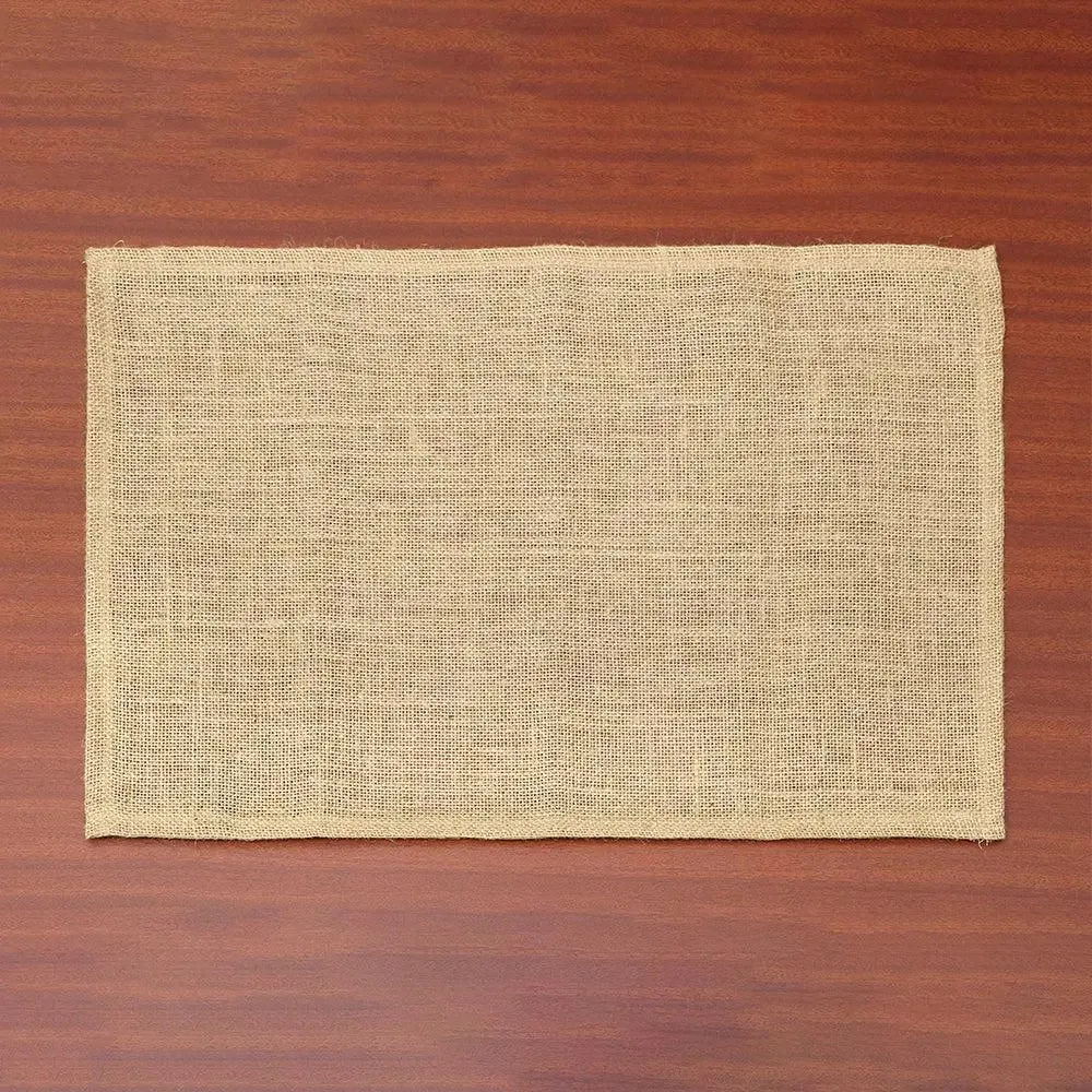 Plain Beige Rectangle Jute Placement Set Of 4