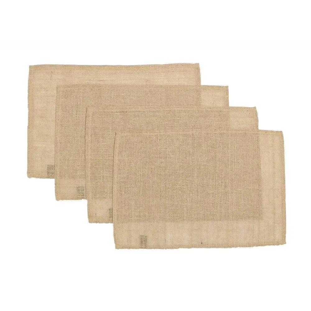 Plain Beige Rectangle Jute Placement Set Of 4
