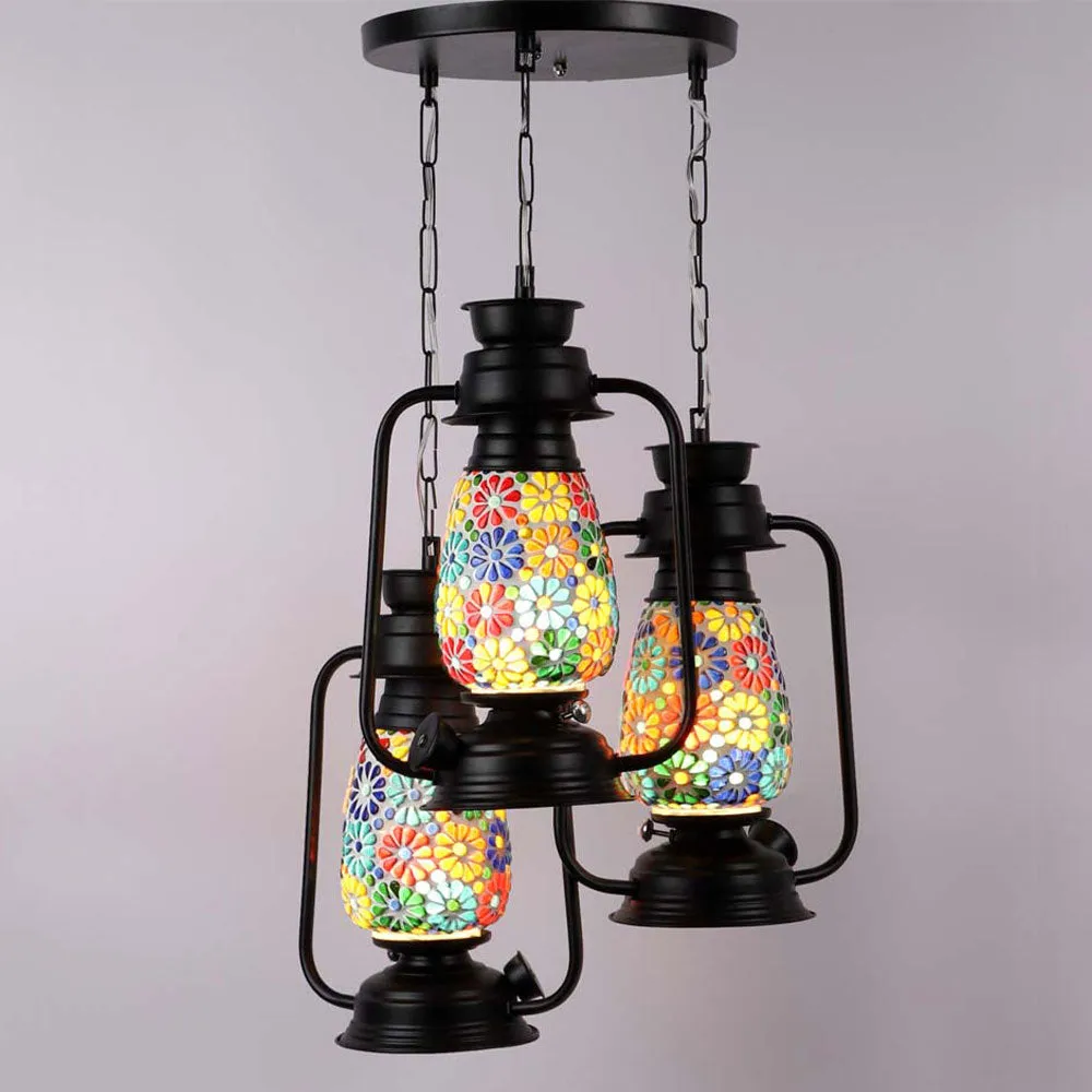 Plain Glass Real Hurricane Designed Cluster Hanging Light Single Piece