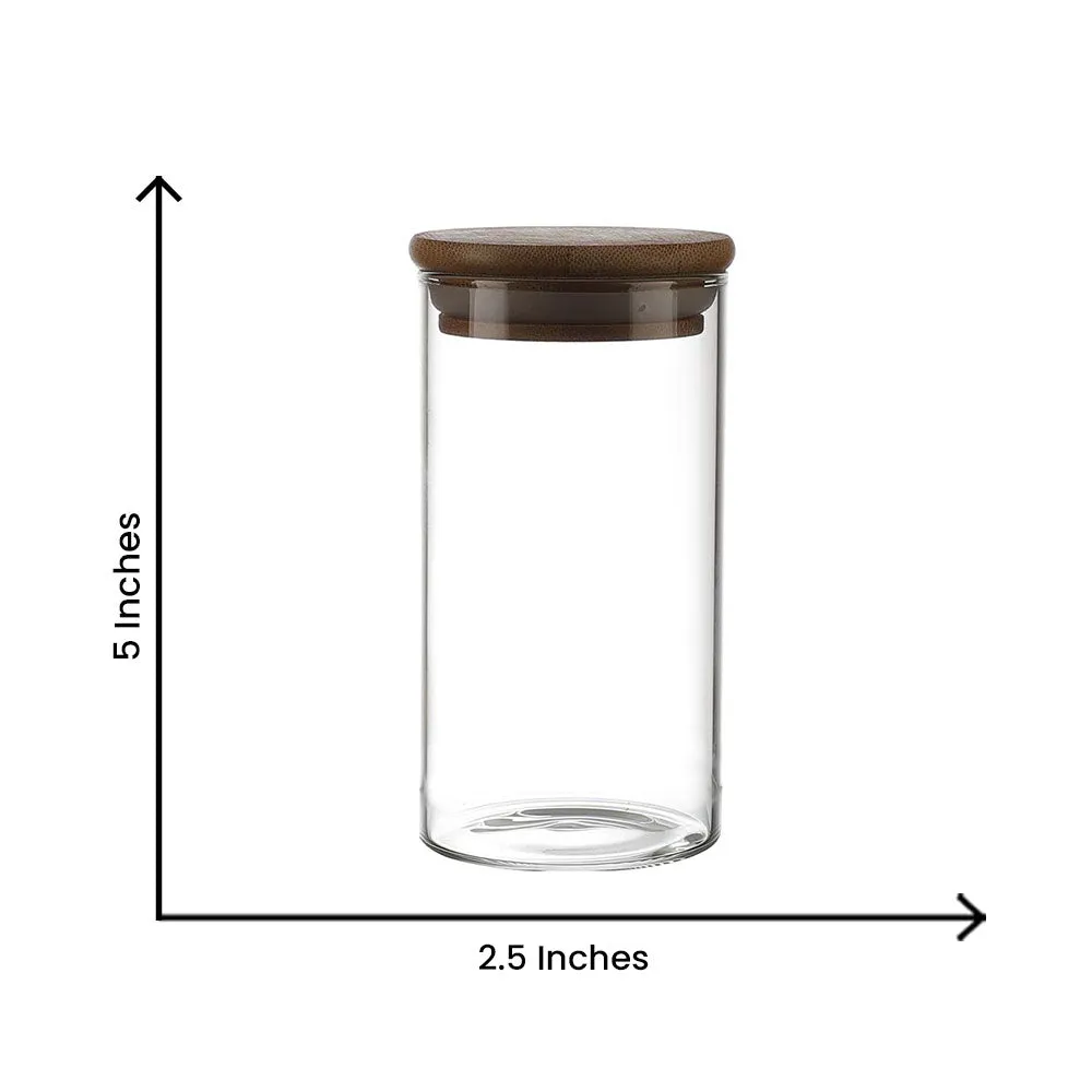 Plain Glass Slender Kitchen Storage Jars With Bamboo Lids Set Of 3