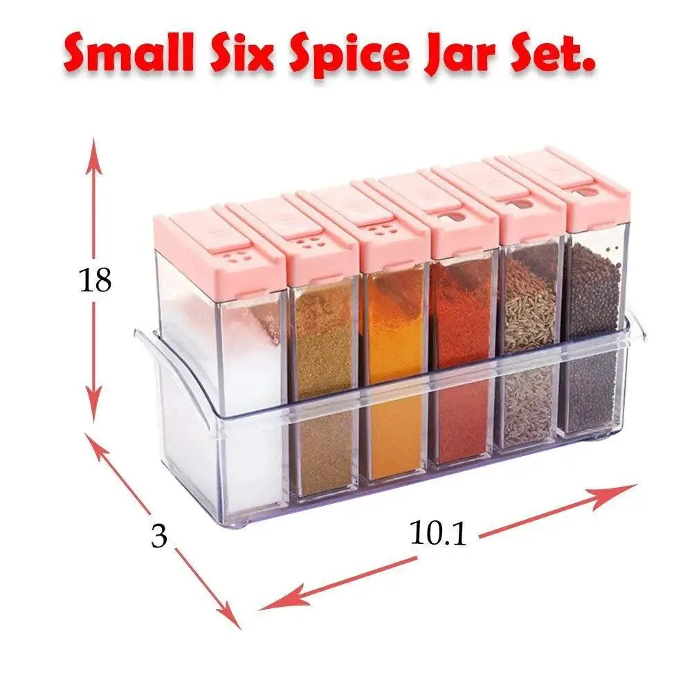 Plastic Mini Spice Jars Set Of 6