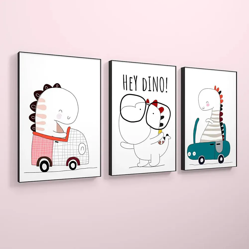 Playful Baby Dino Nursery Wall Art Set of 3