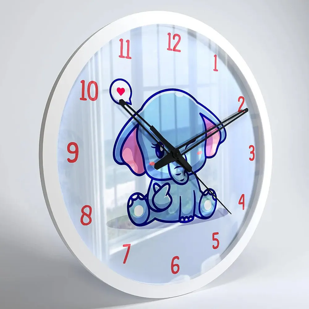 Playful Baby Elephant Kids Wall Clock