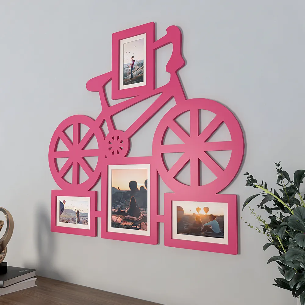 Playful Bicycle Hanging Photo Frame -Available in 4 colors Pink