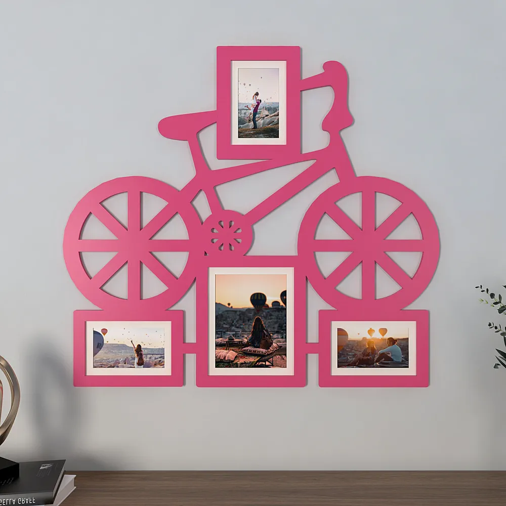 Playful Bicycle Hanging Photo Frame -Available in 4 colors Pink