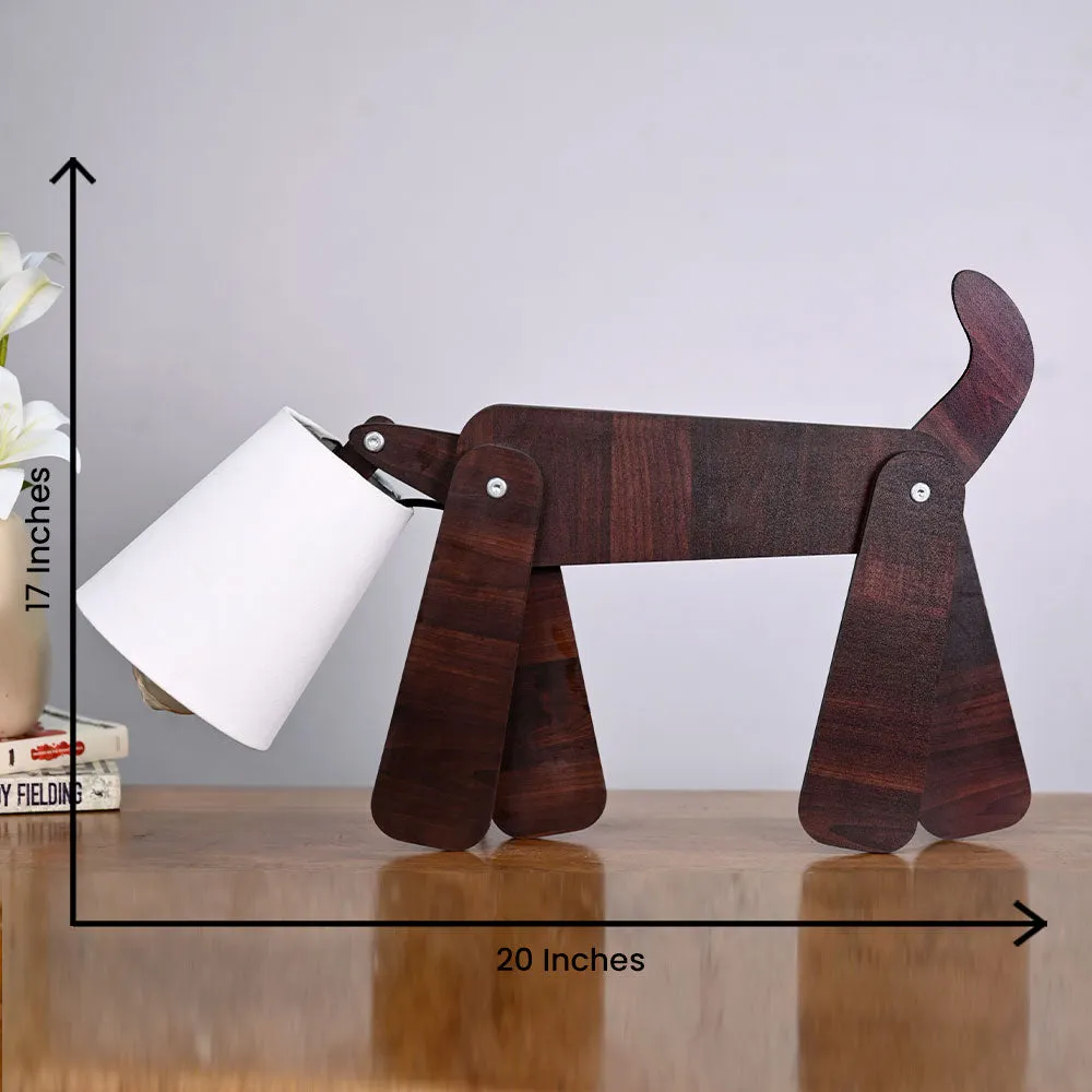 Playful Dog Wooden Table Lamp Single Piece
