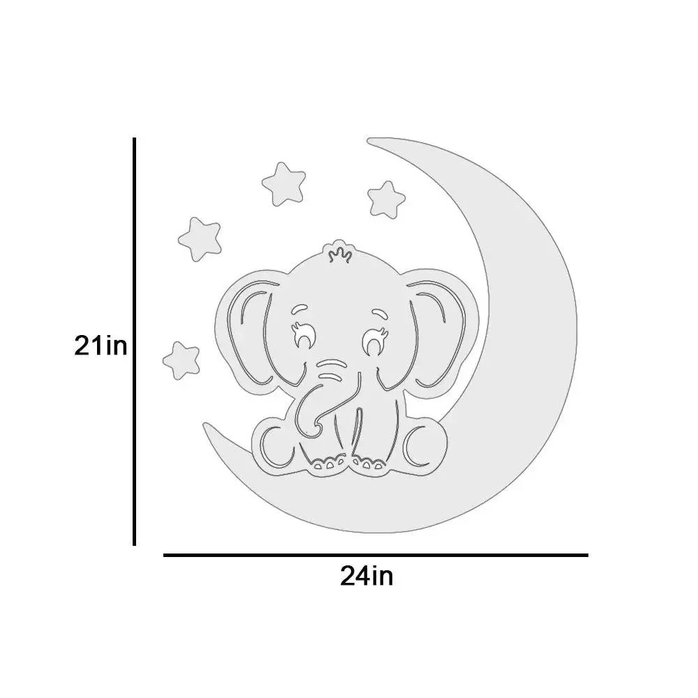 Playful Elephant &amp; Moon Backlit Wooden Wall Décor