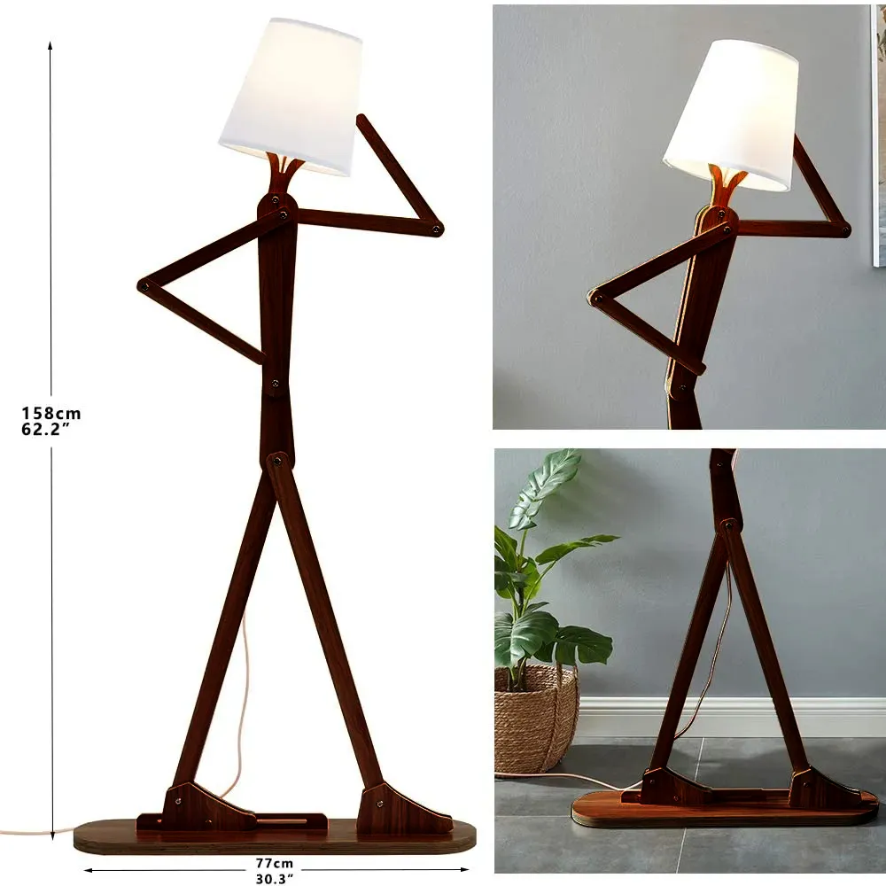 Playful Figurine Wooden Floor Lamp