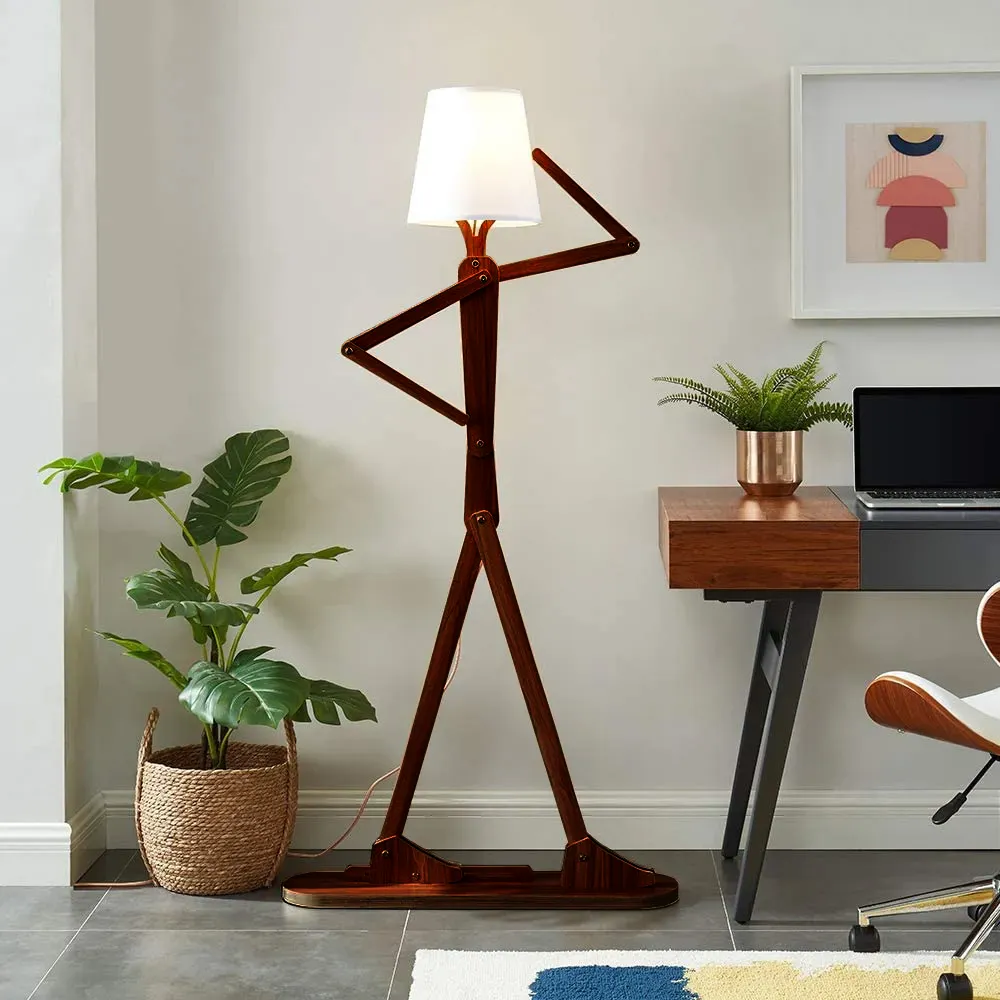 Playful Figurine Wooden Floor Lamp