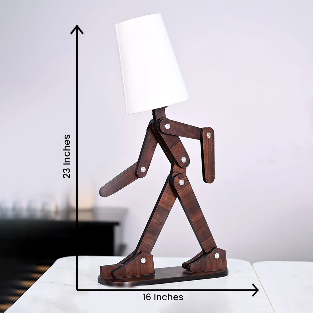 Playful Figurine Wooden Table Lamp Single Piece
