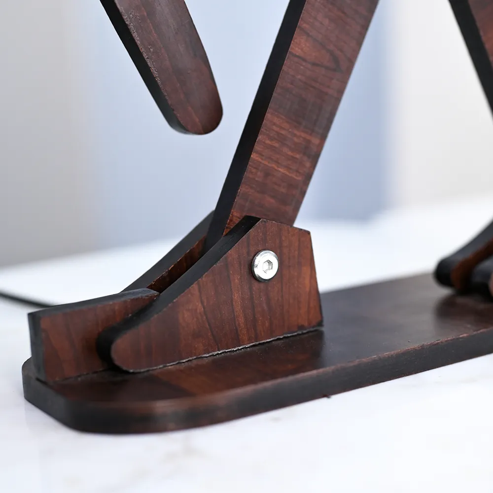 Playful Figurine Wooden Table Lamp Single Piece