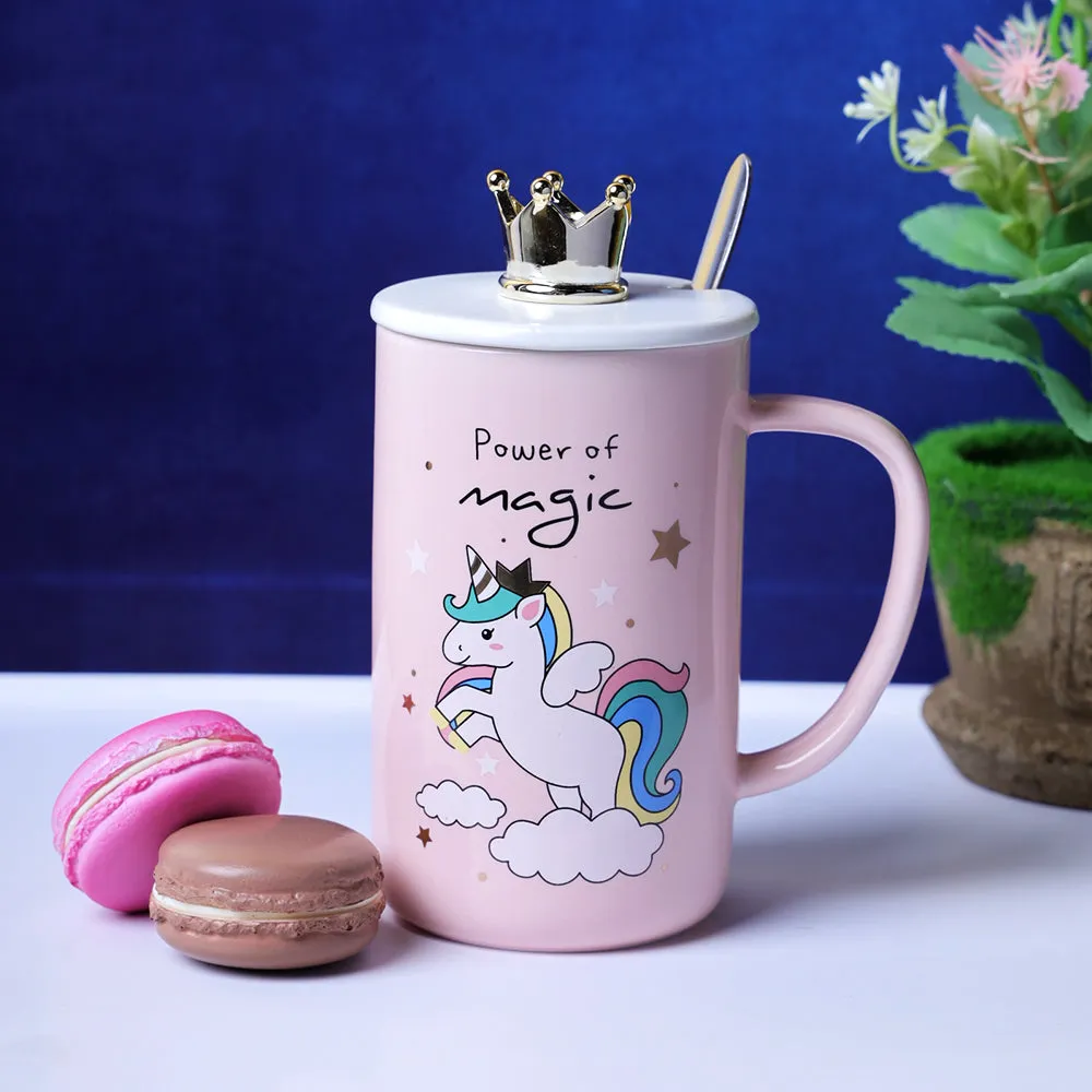 Playful Unicorn Pastel Pink Mug With Lid