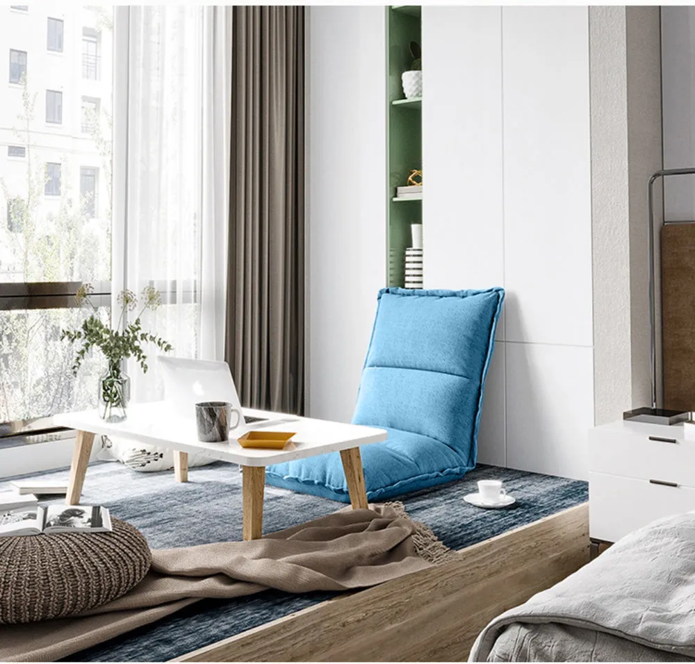 Plush Blue Bed Chair With Adjustable Back Rest