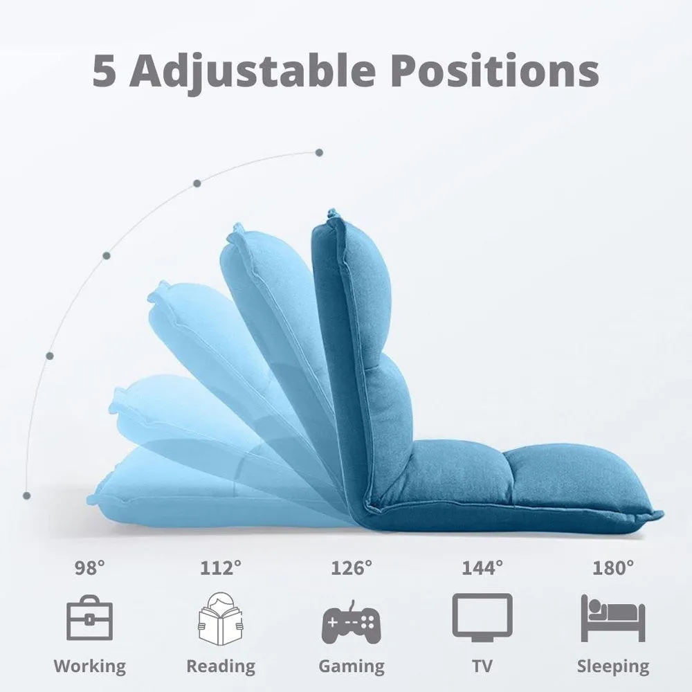 Plush Blue Bed Chair With Adjustable Back Rest