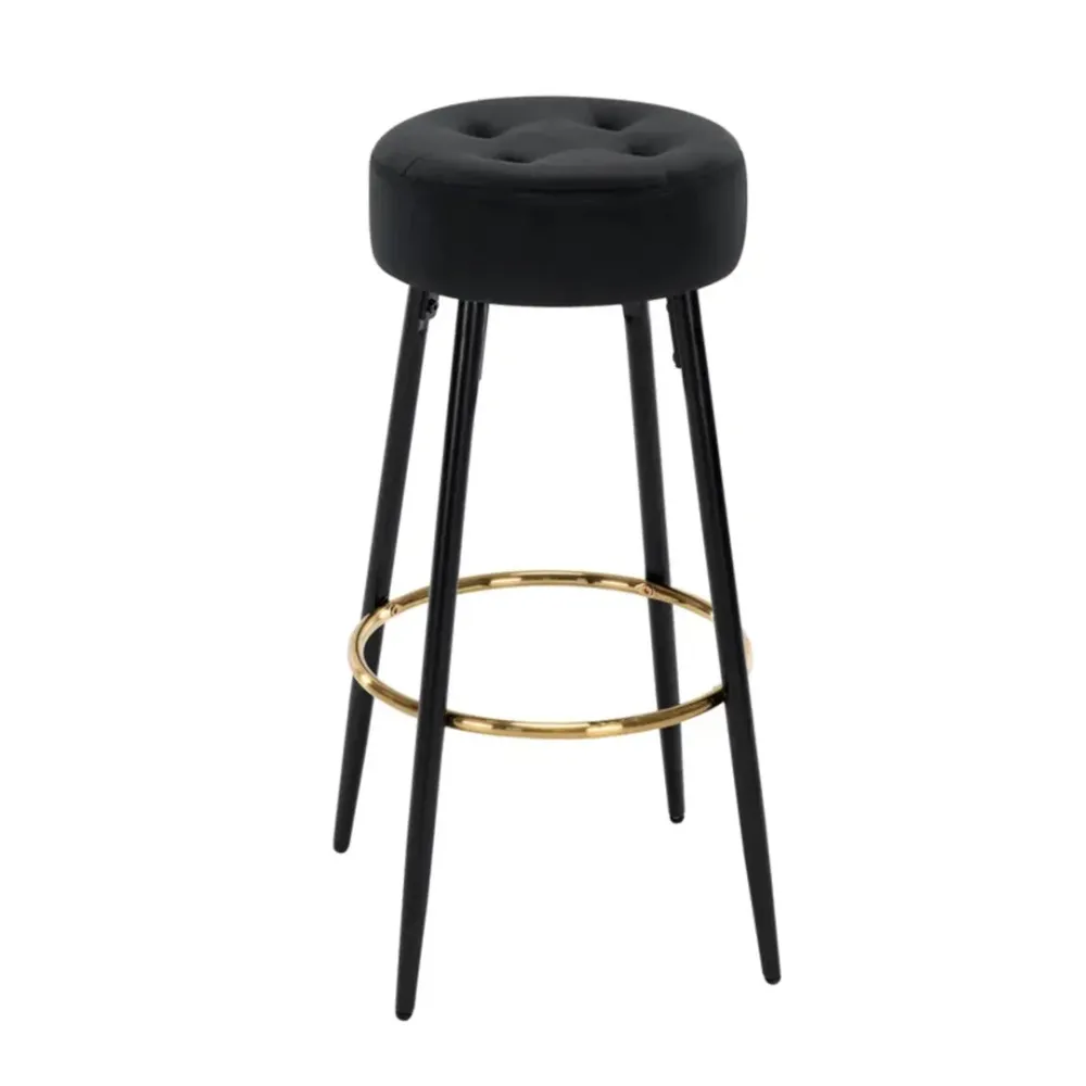Plush Comfy Velvet Black Bar Stool / High Stool Single Stool