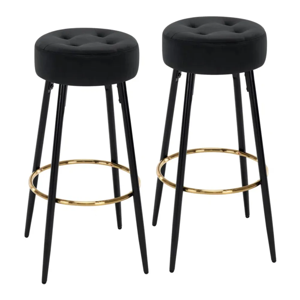 Plush Comfy Velvet Black Bar Stool / High Stool Single Stool