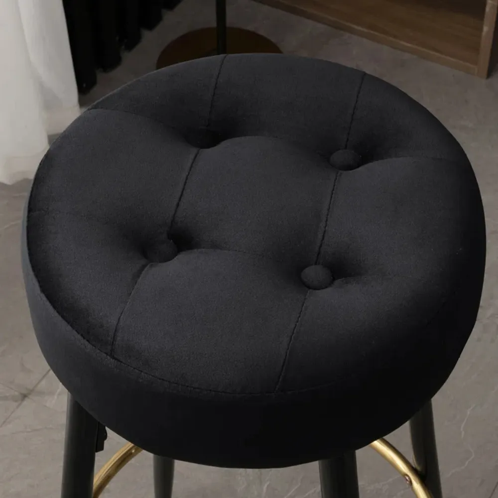 Plush Comfy Velvet Black Bar Stool / High Stool Single Stool