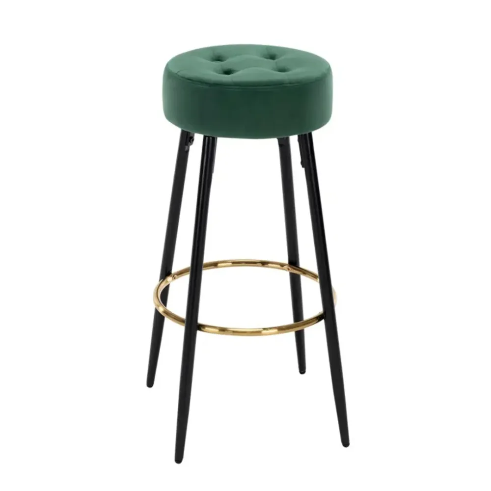 Plush Comfy Velvet Green Bar Stool / High Stool Single Stool