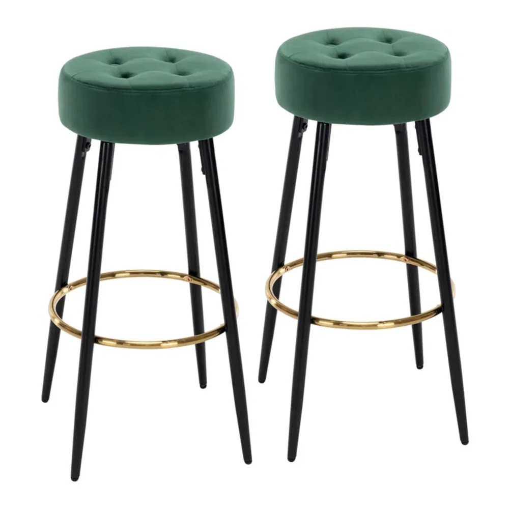 Plush Comfy Velvet Green Bar Stool / High Stool Single Stool