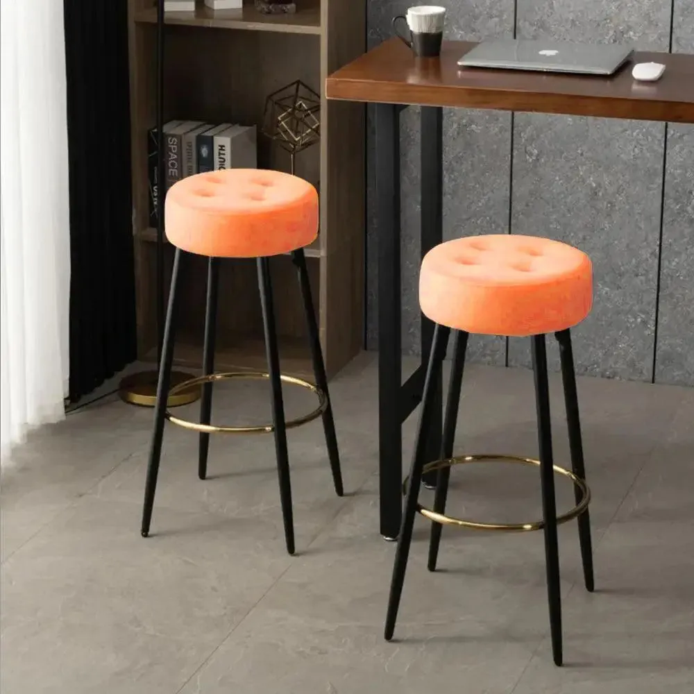 Plush Comfy Velvet Orange Bar Stool / High Stool Single Stool