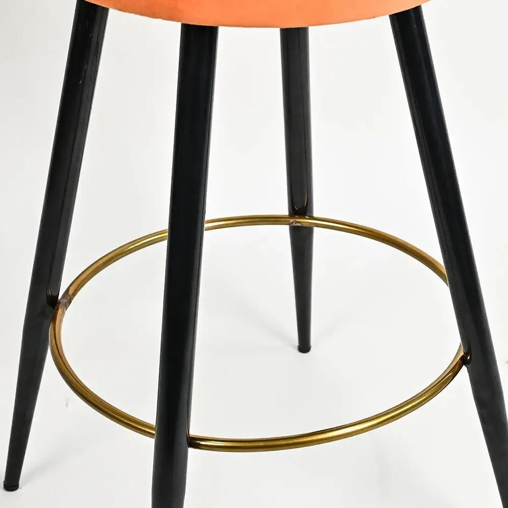 Plush Comfy Velvet Orange Bar Stool / High Stool Single Stool