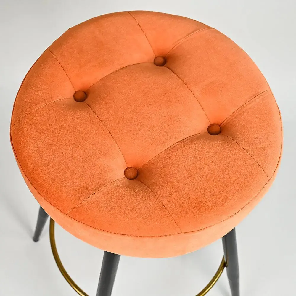 Plush Comfy Velvet Orange Bar Stool / High Stool Single Stool