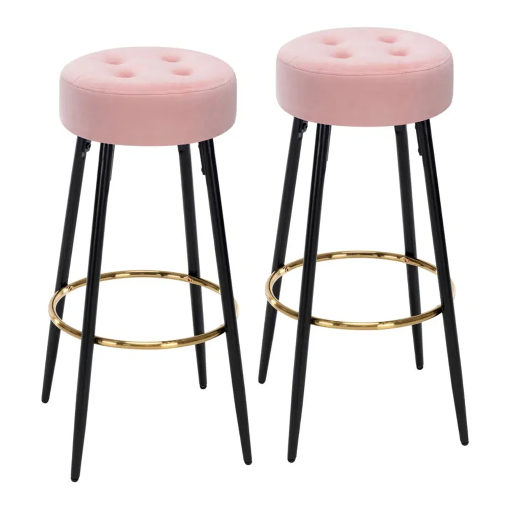 Plush Comfy Velvet Pink Bar Stool / High Stool Single Stool