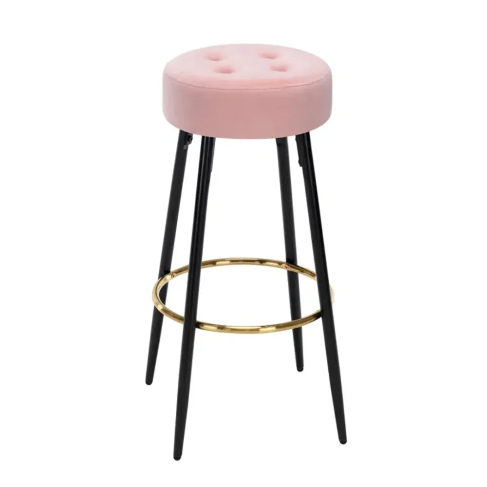 Plush Comfy Velvet Pink Bar Stool / High Stool Single Stool