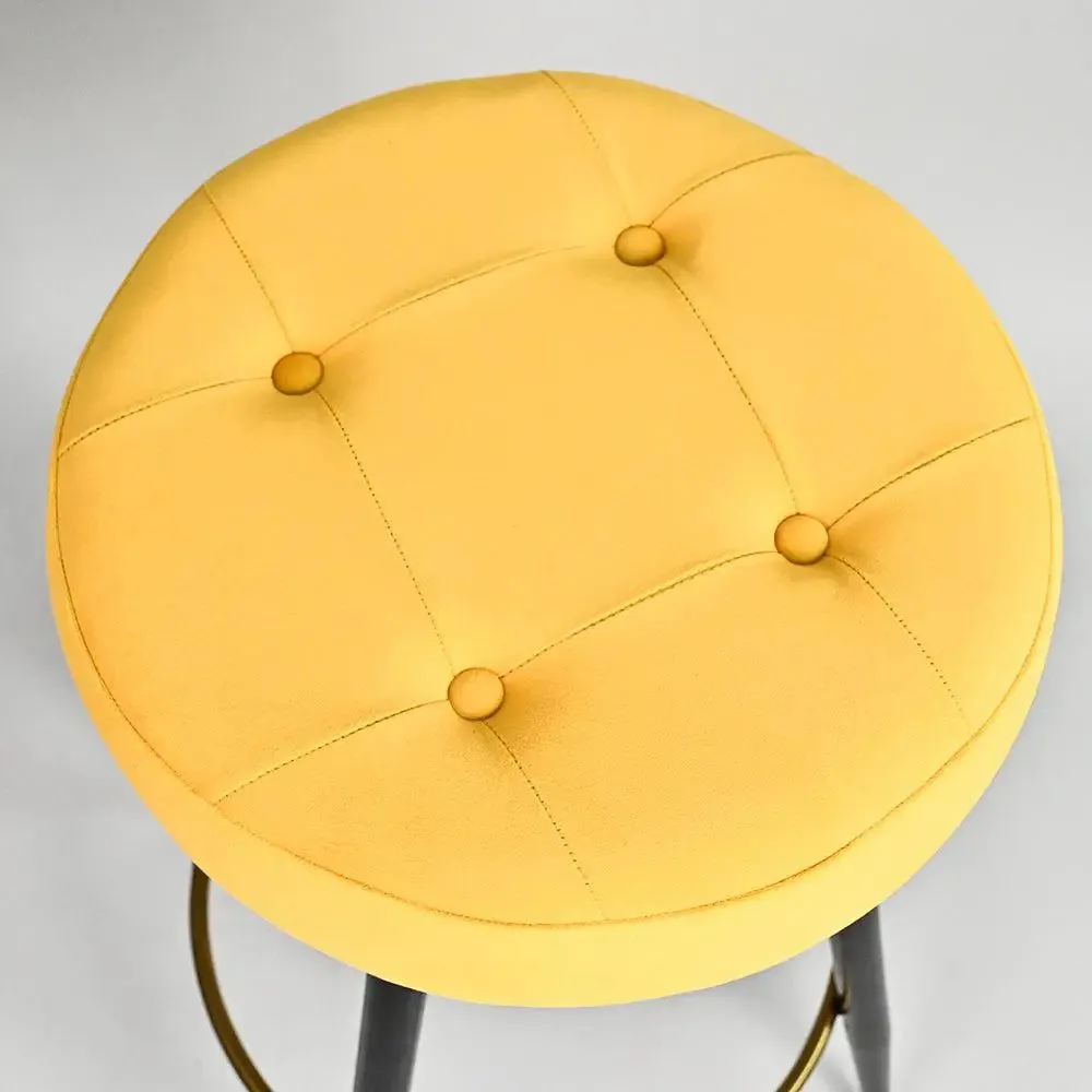 Plush Comfy Velvet Yellow Bar Stool / High Stool Single Stool