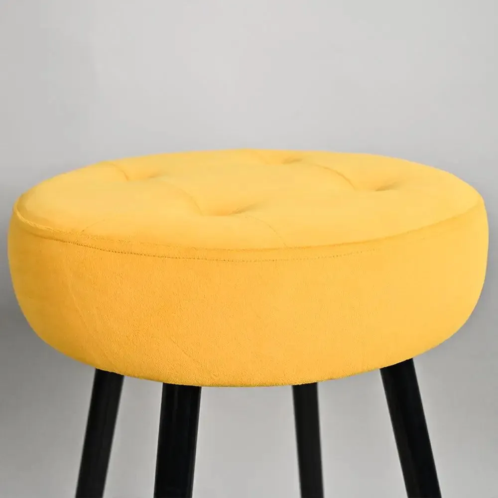 Plush Comfy Velvet Yellow Bar Stool / High Stool Single Stool