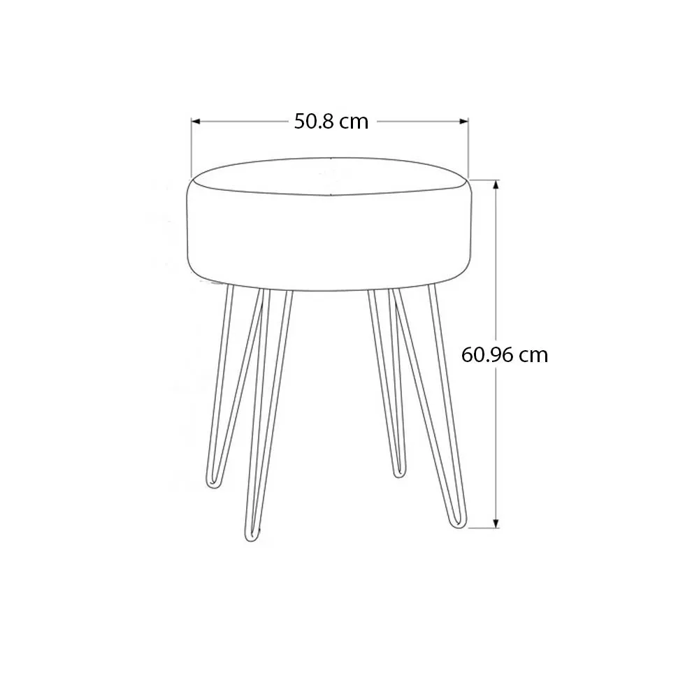 Plush Grey Velvet Vanity Stool with Golden Legs